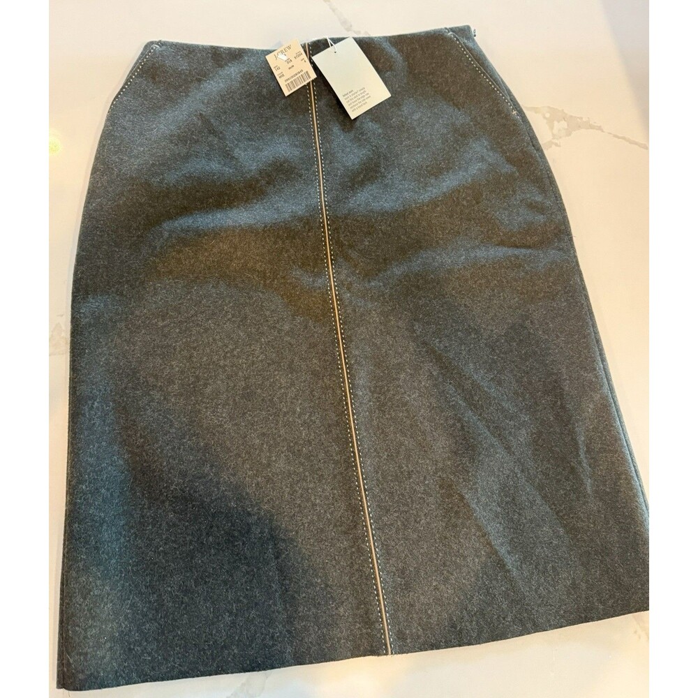 J CREW Women Thick Solid 80% Wool Lined Pencil Skirt Pockets Green Brown Size 4